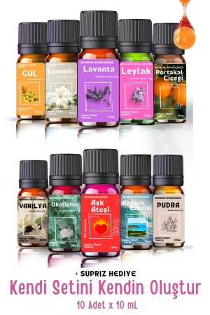 MNZ-إنشاء مجموعة خاصة بك 10 قطع - زيت ضروري نقي - غرفة ورائحة البيئة - Aroma Terapi Lab