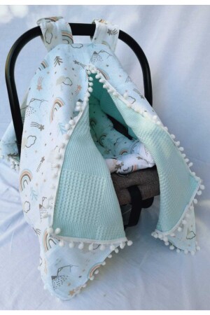 MNZ-مزدوج الكرّاب غطاء السدّة مجموعة طبقة مزدوجة البومبوم المسلين بيك 100% القطن العضوي قوس قزح نمط 100% القط - Piumini