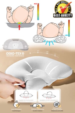 وسادة الرأس المسطحة من MNZ وسادة الطفل 100% القطن - مضادة للبكتيريا - مضادة للعرق وسادة الرأس للطفل - Halzey