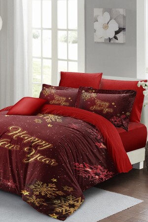 MNZ- ليلة رأس السنة غطاء غطاء غطاء (مع ورق ملموسة) مزدوجة 100% القطن ساتن بلورات الثلج MONOHOME40895 - Monohome