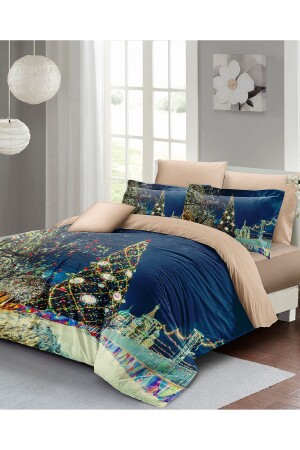 MNZ- ليلة رأس السنة القماش غطاء مجموعة (مع ورق ملموسة) مزدوجة 100% القطن الساتين كريملينز شجرة monohome41526 - Monohome