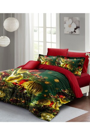 MNZ- ليلة رأس السنة غطاء غطاء غطاء (مع ورق ملموسة) مزدوجة 100% القطن ساتن الأخضر الديكورات monohome41687 - Monohome