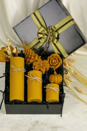 مجموعة شمعة شمسية الشتاء من MNZ 100% طبيعية مصنوعة يدويا من شمشاة النحل PRA-3615385-1151 - Medifamn