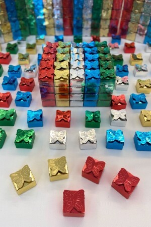 صندوق هدية من هينا من طراز MNZ للتوزيع - لون مختلط 100 قطعة - نمط فراشة - Zeymerade