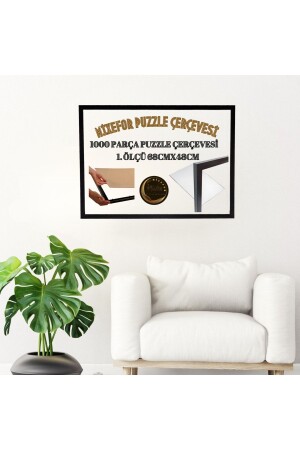 إطار القزم من MNZ 1000 قطعة لون أسود حجم 68 سم × 48 سم سطح الأمام لا يمكن كسره مضاد للعكس - Mixefor