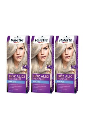 MNZ- عيون ملونات لون شعر 10-1 صفراء خفيف 3 حزمة PALETTE19-3LU - Palette