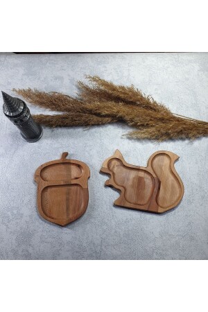 MNZ-خشب السنجاب هيزنوت خدمة لوحة منظمة خفيفة وعاء وجبة خفيفة كز1020 كزف1020 - kozawoodart