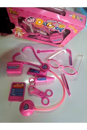 مجموعة طبيب من ألعاب MNZ مع معدات معالجة الحقيبة 11 قطعة نظارات ستيتوسكوب بطاقة حامل الحقن 18x24 سم - Turkafone
