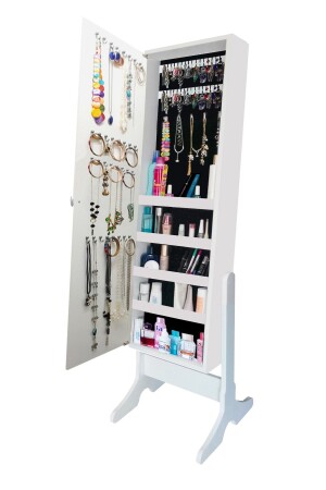 MNZ رقم واحد - منفصل - متعددة الأغراض - مع ساقين - مرآة هدية مجوهرات متعددة الأغراض - أبيض 111. 01. 08. 02 - Genel Markalar