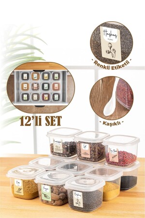 ملون MNZ مع علامة 12 حزمة 0.55 لتر Peggy Square مخزن العقاقير مع ملعقة بيضاء PGGY12LI055 - Vienev