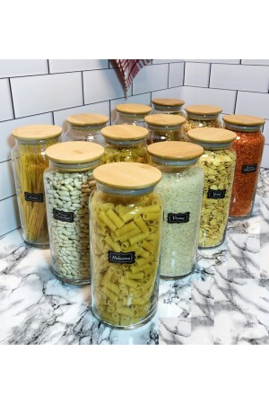 ملصق MNZ، حجم جمبو 12 قطعة فنجان زجاجي الفراغ مع حاوية البامبو 1440 مل TYC00244036186 - Karçiçeği Home