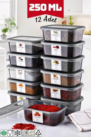 مجموعة MNZ مستطيلة من 12 وعاء للطبائق - الإفطار - حاوية تخزين الطعام 250 مل - معطيات معطرة NDY-OMS-12BHRT - Nandy Home