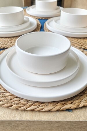 MNZ-مجموعة مكثفة من المات الأبيض 12 قطعة عشاء وجبة الإفطار لـ 4 أشخاص ymk53 - GULHANILE