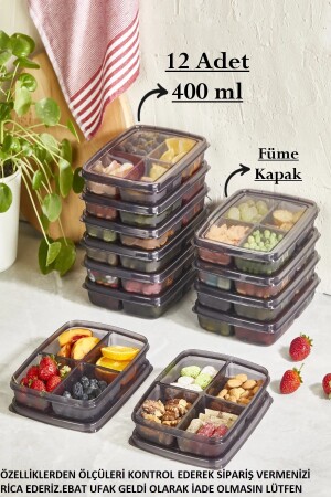 MNZ- المدخن 12 قطعة 400 مل حاوية تخزين صغيرة - 4 مقعدات وعاء خفيفة لحم المجمد منظمة تجميد الخضروات - Bayev