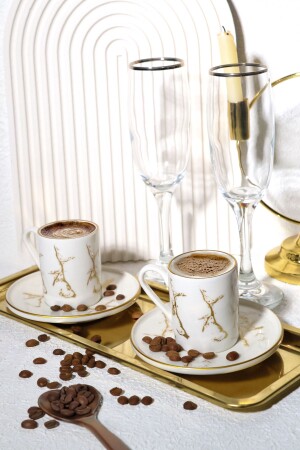 مجموعة كوب قهوة من النحاس MNZ، مجموعة كوب القهوة الحديثة من النحاس، مجموعة كوب قهوة من 12 قطعة لـ 6 أشخاص - Homethelife