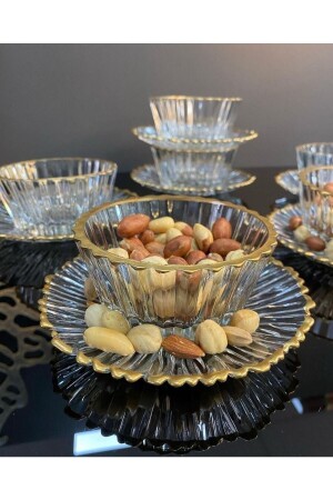 MNZ-ذهبية ذهبية 12 قطعة كريستال خنزير القهوة، وعاء السكر، وعاء الجام، وعاء الزجاج ل 6 أشخاص TYC004629055 - Panayır Home