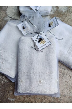 MNZ-حزمة من 12 من الحبل الهدية التوليهات الحقيبة Ecru لون المناشف المطبخ 30 × 50 سم - Havlu Dünyası