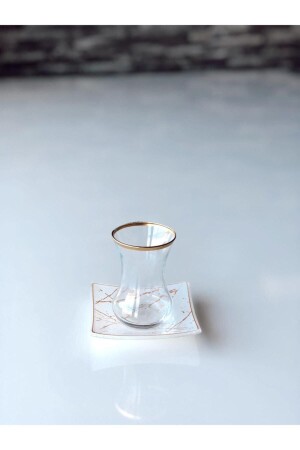 مزارع الشاي المربربع من طراز MNZ 12 قطعة مربع الرخام أبيض - GÜRCÜGLASS