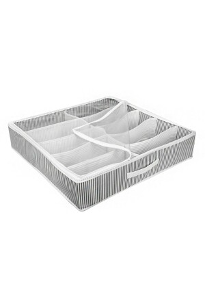 حقيبة تخزين الأحذية من طراز MNZ 12 جزءاً من الأحذية تحت حقيبة الأحذية - أبيض أسود - Toptan Bulurum