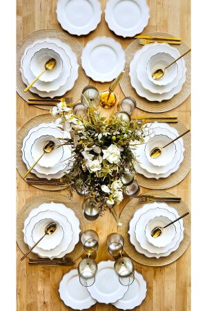 MNZ-بيسة الذهب الأبيض التفصيلي البورتسلين 120 قطعة عشاء فخمة وملعقة الفوك سكين مجموعة ل 12 شخص 00TR3679 - CASA DE BELLA