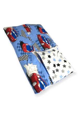 MNZ- غطاء غطاء واحد (غطاء غطاء) سيارة حمراء زرقاء نجم رمادي 120 × 200 سم BN00120BYK200 - Babynia