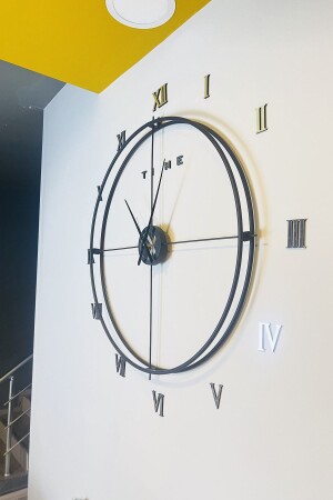 MNZ-رومانية رقم سكندنافي 120 سم أسود، تصميم خاص أزياء ساعة الجدار المعدنية AGA01028 - AGA KONSEPT