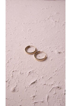 أرنقات الحفرة ذات النمط السطح من الذهب من MNZ 1.3 سم قفل مخفي LZ4803 - Tufanlar Kuyumculuk