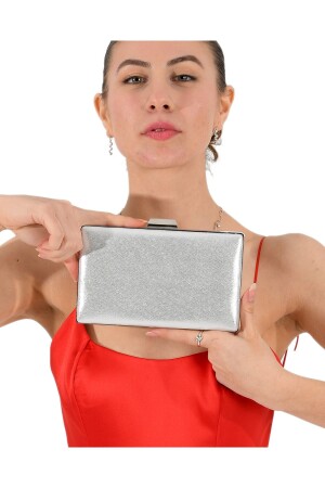 MNZ- الفضة اللون الضعيف التلاعب الساتين مساء حقيبة مساء حقيبة الزفاف 135 التلاعب - Biçanta