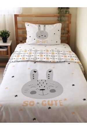 MNZ - مضاعفة الجانب الأرنب الرمادي نمط - طباعة واحدة غطاء غطاء مجموعة أبيض 13991 - Evmila