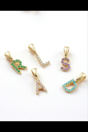 MNZ-حد أدنى رسالة العريضة 14K ذهب مبيع بدون سلسلة يمكنك اختيار رسالة حجر لون 14K رسالة العريضة - Garogold