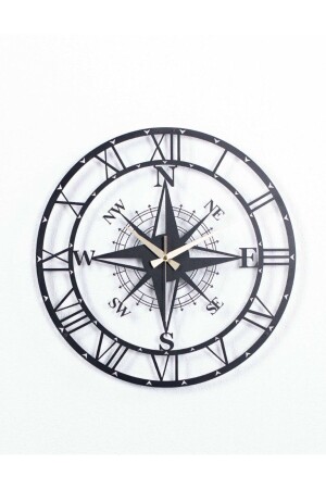 ساعة جدار سوداء معدنية حديثة من MNZ مع خريطة 1.5 مم سمك 60 × 60 سم mpusulalı60 - Gowpenart