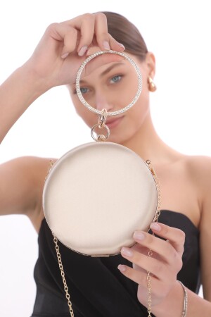 MNZ-جلد لون الساتين الألياف حجر الوسادة الخاتم حلقة الفستان المساء محفظة المزاج الزفاف المزاج (القطر 15 سم) - Womenacs