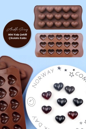 MNZ-عملية 15 قطعة سليكون قلب نمطات شيكولاتة قالب قلب سليكون شيكولاتة حلوى قالب - Anadolu Saray Çarşısı