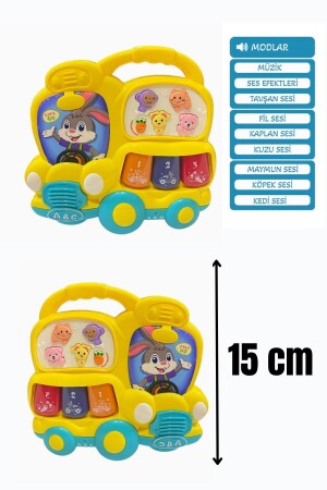 موسيقى الحافلة الموسيقية (MNZ) البيانو الطفل مع الصوت والضوء 15 سم - Yildirim Oyuncak