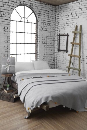 غطاء منفرد من MNZ مع غطاء رمادي البومب 150x200 سم URT-872. 20001. 009 - Dolce Bonita Home