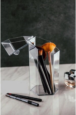 صندوق فرشاة مكياج MNZ مع غطاء، حامل فرشاة، منظم مكياج ومنظم متعدد الأغراض، حامل قلم 153. 001. 433 - Hayveys