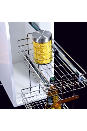 سكة حديد من الطلسكوب MNZ، حامل زجاجة-مصدر المطهر، نظام الخزانة المعادن عرض 15.5 سم azr201700033tşk96 - Azra Mutfak