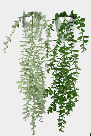 ملفات الزهور الاصطناعية من MNZ و عريضة اليوكاليبتوس الخضراء مع 16 ورقة في وعاء الماس - Gidipo