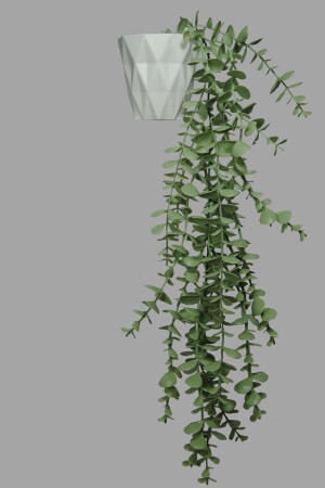 MNZ-المصنوعة زهرة بيضاء الماس فرع واحد في وعاء مع 16 ورقة pastel خضراء اليوكاليبتوس مصباح معلق - Lilac Home