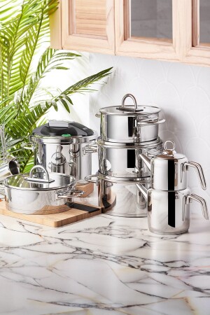 MNZ-بلاطين 17 قطعة من الصلب المعدة المعدة المعدة المعدة المعدة المعدة مع قاعدة إدخال sda258412nmö - Karaca