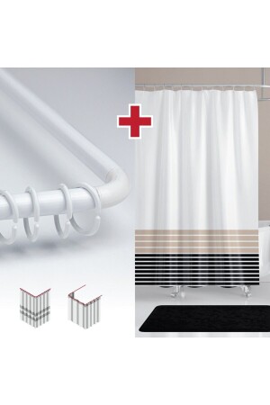 الستارة المسبقة للحمامات المضخمة من طراز MNZ مع هدية 180x200 سم الستارة المضخمة الأبيض ذات الجناح الواحد - L المضخة - Tropikhome