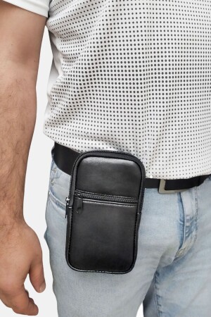 مقعداً هاتفياً بحجم كبير من حزام الجلد الأصلي من طراز MNZ 19 × 11 سم - Lederax