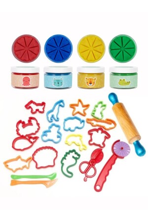 علبة لعب طبيعية من نوع MNZ 19 قطعة مجموعة أساسية 4x150gr - Bonnie Play Dough