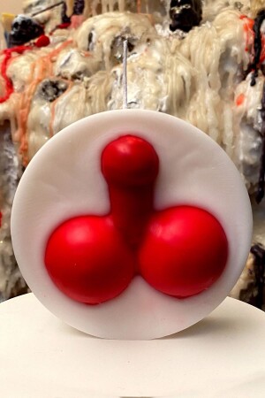 هدية ديكورية من نوع MNZ 190 ج. شمعة الازدهار الحمراء، وزنها 10 سم في القطر - رائحة الفراولة الفانيليا - Fantastik Sanat Atölyesi