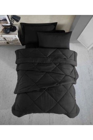 مادة من نوع MNZ - مزدوجة من نوع فخمة السيليكون الأسود 195 × 215 سم (مع 2 غطاءات وسادة) - Mihriban