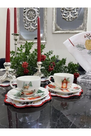 مجموعة MNZ من 2 نمطات سنة جديدة1 110 سي سي كوبات القهوة التركية YNYLTRK21 - TEBAK COLLECTION