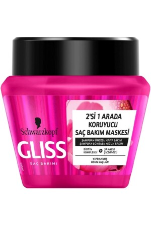 MNZ- القيادة العليا الطول 2 في 1 كيراتين ماسك رعاية الشعر 300 مل - Gliss