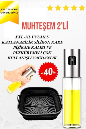 مجموعة MNZ من 2 طلاءات طلاء مربع قابلة للطيخ سليكون < < 1 حفرة زيت رش - Kalitexhome