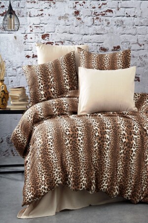 MNZ- واحد النمرة نمطية التأثير المكثف كابوتشينو سرير و 2 غطاءات وسادة القطن غطاء القماش مجموعة 127 - MAJESTE