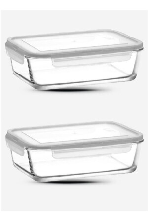 حاوية تخزين مقفلة من الزجاج MNZ مجموعة 2 1900cc سلسلة جديدة حاوية تخزين زجاجية مستطيلة كبيرة frs259-2 - Lav